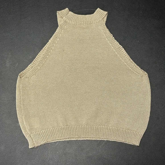Limoncello Graphic Knit Tank Top - Beige with Yellow Lemon Print - Picture 3 of 7